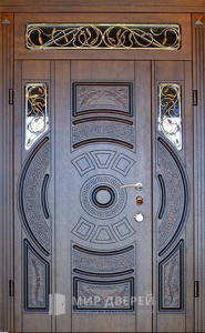 Дверь входная металлическая уличная в коттедж №121 - фото вид снаружи