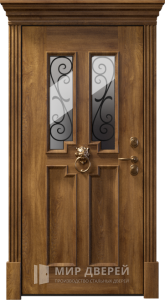 Входная коричневая дверь со стеклом в дом №20 - фото вид изнутри