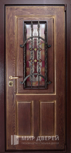 Входная металлическая дверь со стеклом №20 - фото вид снаружи