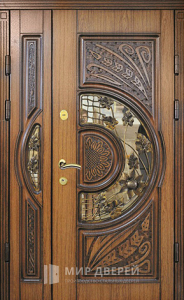 Железная входная дверь со стеклом №80 - фото вид снаружи