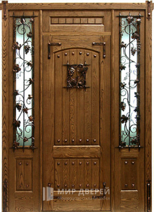 Железная дверь входная со стеклом и ковкой №8 - фото вид снаружи