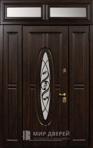 Двухстворчатая дверь с фрамугой №23 - фото вид снаружи